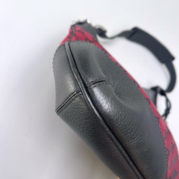 Gucci Red Monogram And Black Leather Shoulder Bag - Picture 4 of 14